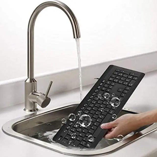 Alt view image 4 of 7 - BoxWave Keyboard Compatible with ECOHERO Lambda Laptop (15.6 in) - AquaProof USB Keyboard, Washable Waterproof Water Resistant - Jet Black