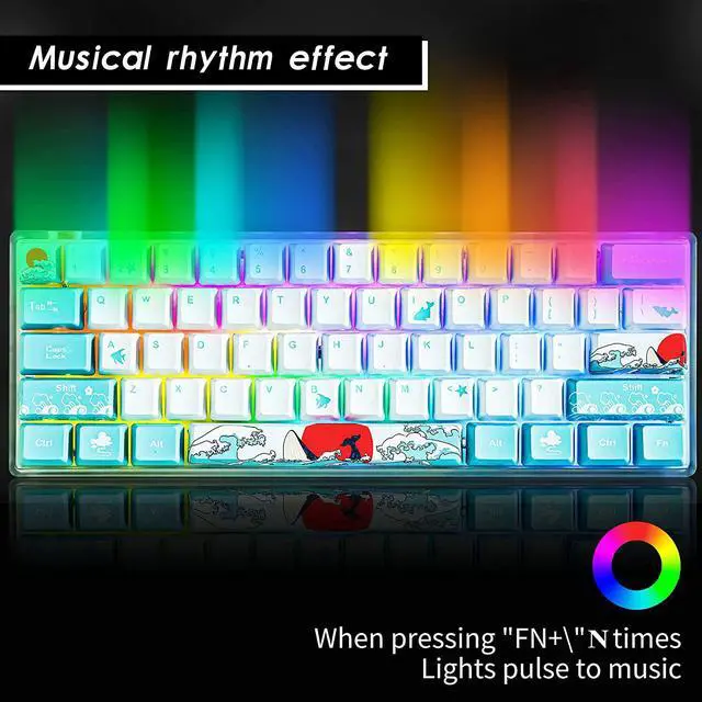 Alt view image 3 of 6 - Guffercty kred Gk61 60% Mechanical Keyboard SK61 Custom Hot Swappable 60 Percent Gaming Keyboard with RGB Backlit Type-C Cable for Win/PC/Mac (Gateron Optical Red, Coral Sea)