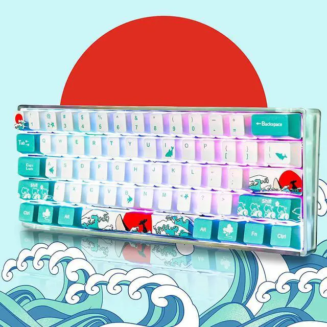 Alt view image 2 of 6 - Guffercty kred Gk61 60% Mechanical Keyboard SK61 Custom Hot Swappable 60 Percent Gaming Keyboard with RGB Backlit Type-C Cable for Win/PC/Mac (Gateron Optical Red, Coral Sea)