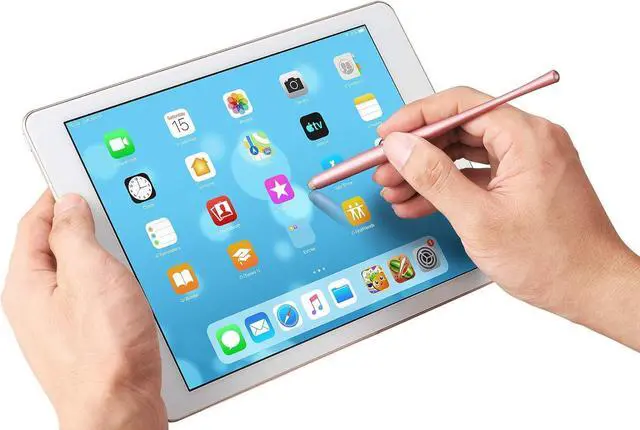 Alt view image 6 of 7 - Slim Waist Stylus Pen for Touch Screen Compatible with iPad iPhone Kindle Fire 8 Extra Replaceable Hybrid Fiber Tips (Pink Purple Blue Rose Gold)