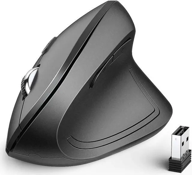 Main image of Ergonomic Mouse, iClever WM101 Wireless Vertical Mouse 6 Buttons with Adjustable DPI 1000/1600/2000/2400 Comfortable 2.4G Optical Ergo Mouse for Laptop, Computer, Desktop, Windows, Mac OS, Gray Black