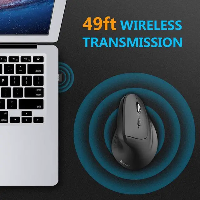 Alt view image 5 of 7 - Ergonomic Mouse, iClever WM101 Wireless Vertical Mouse 6 Buttons with Adjustable DPI 1000/1600/2000/2400 Comfortable 2.4G Optical Ergo Mouse for Laptop, Computer, Desktop, Windows, Mac OS, Gray Black