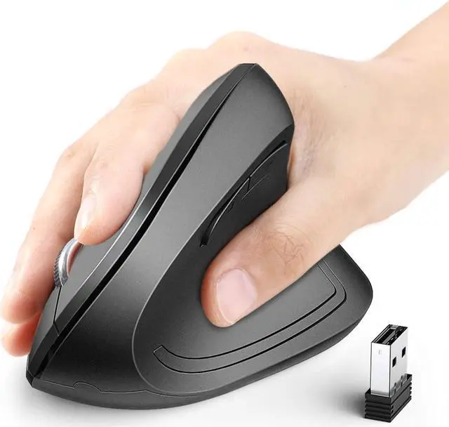 Alt view image 7 of 7 - Ergonomic Mouse, iClever WM101 Wireless Vertical Mouse 6 Buttons with Adjustable DPI 1000/1600/2000/2400 Comfortable 2.4G Optical Ergo Mouse for Laptop, Computer, Desktop, Windows, Mac OS, Gray Black