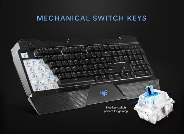 Alt view image 3 of 7 - Beastron RGB LED Backlit Mechanical Wired Gaming Keyboard with Blue Switches, Adjustable Backlit Effects, Compatible with PC and Mac