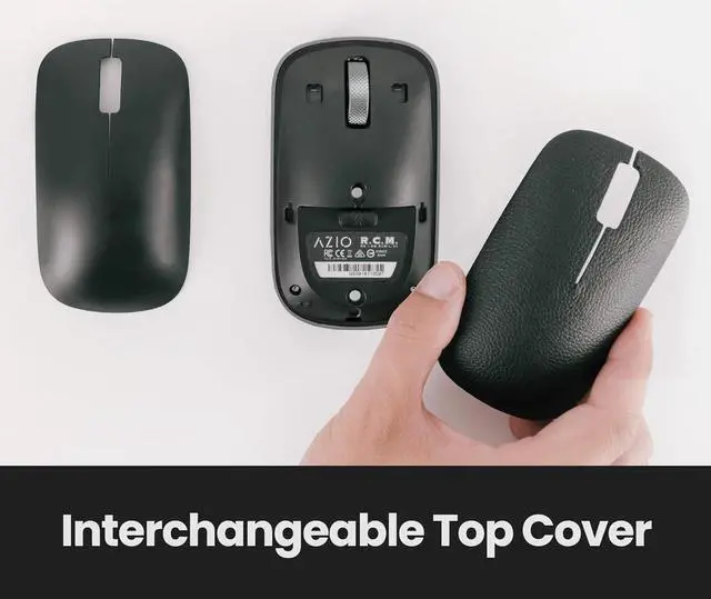 Alt view image 6 of 7 - Azio Retro Classic Bluetooth Mouse (Gunmetal) - Genuine Leather Topped with Pixart Precision Tracker