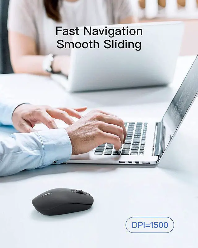 Alt view image 4 of 7 - Inateck Wireless Mouse 2.4G Slim Mouse with 2 Nano Receiver USB A/USB C, Noiseless Mouse, Compatible with Notebook, PC, Laptop, MacBook, MS02001 Black