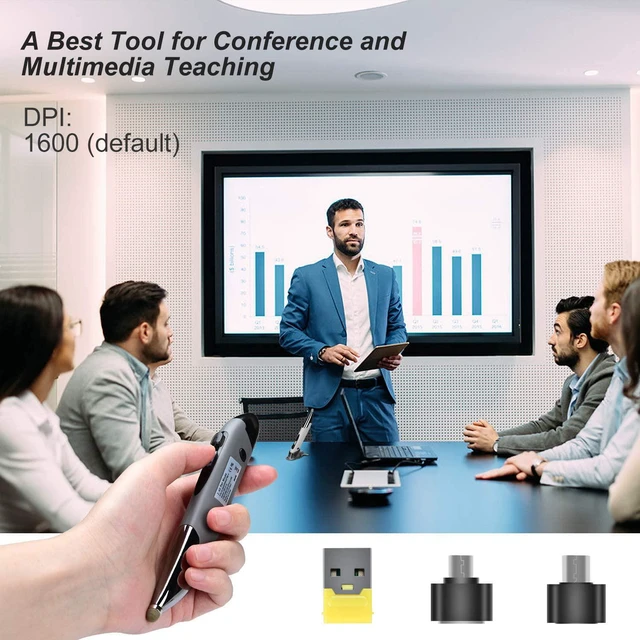 Alt view image 7 of 7 - lychee Rechargeable Pocket Pen Mouse, Left/Right-Handed Wireless Optical Ergonomic Mouse with Stylus Function RGB Backlit Type-C & Micro USB Adapter for PC Laptop Notebook Mac (Grey)