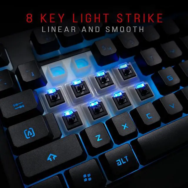 Alt view image 2 of 4 - Bloody B188 8-Key Light Strike (LK) Optical Mechanical Gaming Keyboard Tri-Color LED Backlit Smooth/Linear Black Switch