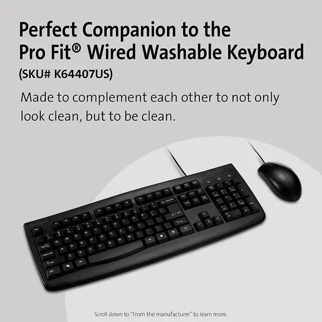 Alt view image 5 of 7 - Kensington Pro Fit Washable Wired Mouse (K70315WW)