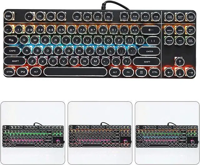 Alt view image 5 of 7 - Restokki Punk Mechanical Keyboard 917 with Vintage Round Cap for PUBG Internet Cafes Computer Accessory