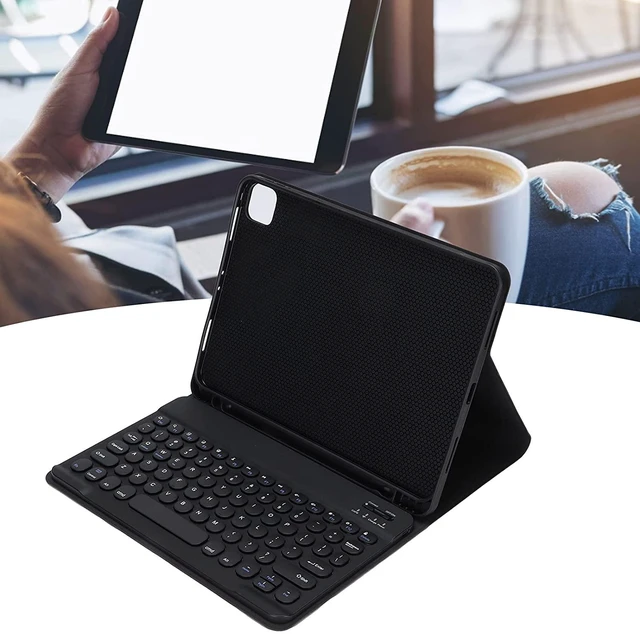 Alt view image 5 of 7 - Hozee Wireless Keyboard, Strong Durable Waterproof Dustproof Laptop Keyboard for iOS Tablet Pro 11in(Black Round hat Keyboard + Leather case)