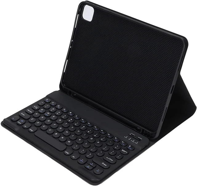 Alt view image 3 of 7 - Hozee Wireless Keyboard, Strong Durable Waterproof Dustproof Laptop Keyboard for iOS Tablet Pro 11in(Black Round hat Keyboard + Leather case)