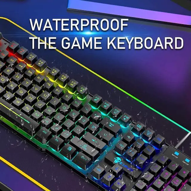 Alt view image 4 of 7 - Gaming Keyboard and Mouse Combo,RGB Rainbow Backlit Keyboard with PC Wired Keyboard+2400DPI 6 Buttons Rainbow LED Gaming Mouse+Mouse Pads for PC PS4 (Black)