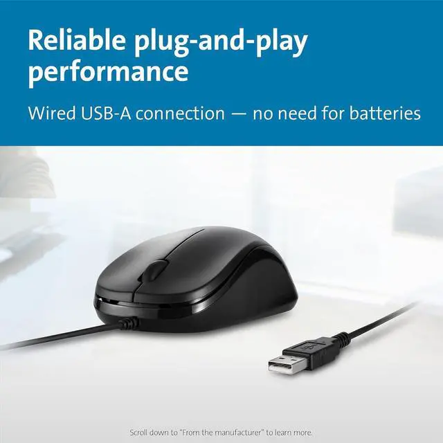 Alt view image 2 of 6 - Kensington Simple Solutions Wired Mouse TAA-Compliant (K55114WW)