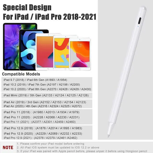Alt view image 2 of 14 - Stylus Pen for iPad with Palm Rejection, Active Stylus Pencil Compatible with (2018 2020 2021) Apple iPad Pro 11/12.9 Inch, iPad 10.2 7th/8th/9th Generation, iPad Air 3rd 4th Gen, iPad Mini 5th 6th