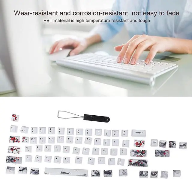 Alt view image 7 of 7 - PBT Keycaps, Five Sided Sublimation, 71 Keys Keyboard Caps Set, Compatible with 61/64 Specification Keyboards, Ultra Thick Design for Satisfying Keystrokes, Wear (English-Korean)