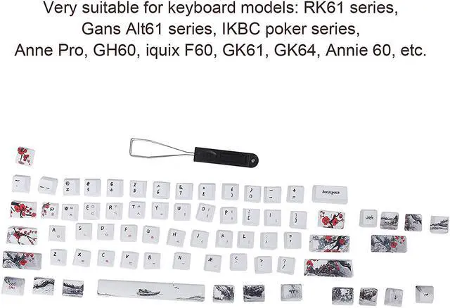 Alt view image 5 of 7 - PBT Keycaps, Five Sided Sublimation, 71 Keys Keyboard Caps Set, Compatible with 61/64 Specification Keyboards, Ultra Thick Design for Satisfying Keystrokes, Wear (English-Korean)