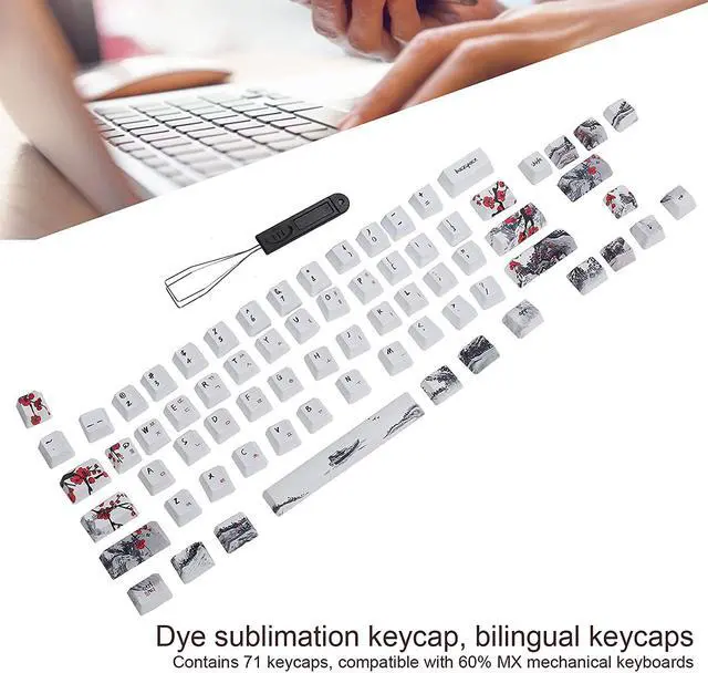 Alt view image 4 of 7 - PBT Keycaps, 71 Keys Keyboard Keycaps, FiveSided Sublimation Mechanical Keycaps, for Mechanical Optical Keyboards (English-Korean)