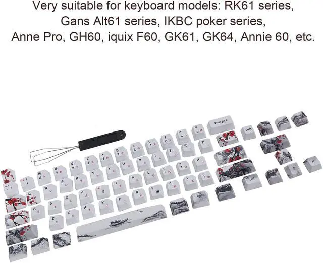 Alt view image 4 of 7 - PBT Five Sided Sublimation 71 Keys Keycap Set, Compatible with 61/64 Specification Keyboards, Ultra Thick Wall Design for Satisfying Keystrokes, and Wear Resistan (English-Japanese)