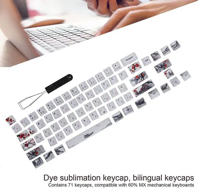 Alt view image 2 of 7 - PBT Five Sided Sublimation 71 Key Keycap Set, Thick for Satisfying Keystrokes, Excellent Quality Material, Compatible with 61/64 Specification Mechanical (English-Japanese)