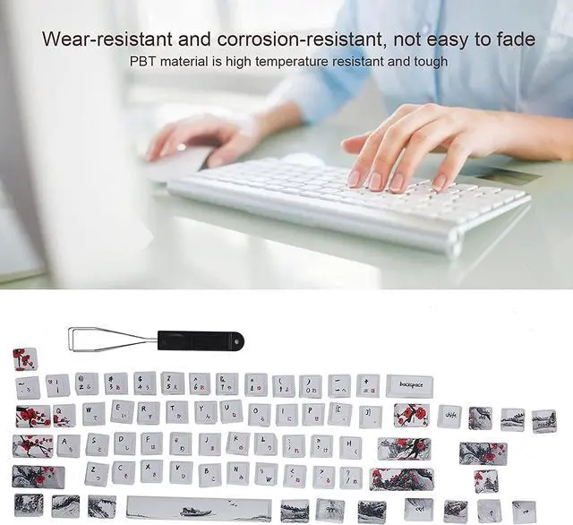 Alt view image 6 of 7 - PBT Five Sided Sublimation 71 Key Keycap Set, Thick for Satisfying Keystrokes, Excellent Quality Material, Compatible with 61/64 Specification Mechanical (English-Japanese)