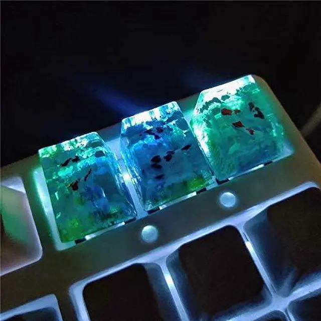 Alt view image 4 of 6 - 2 pcs Handmade Resin Keycaps, Koi Fish Backlit Resin Keyboard Caps for Cherry MX RGB Switch Gaming Mechanical Keyboards DIY Replace.