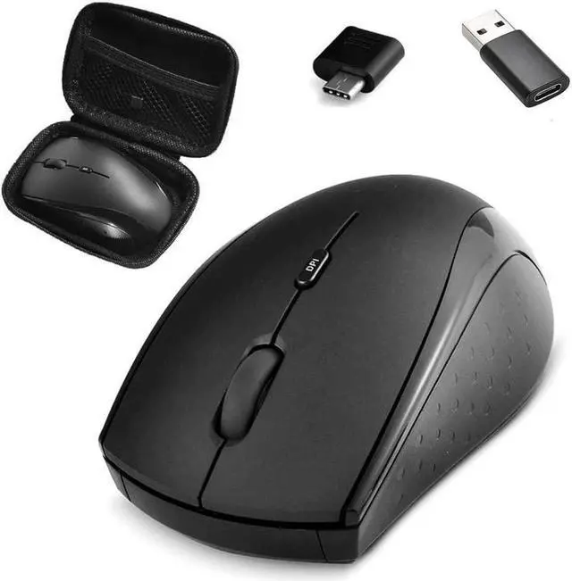 Main image of Huifen Type C Wireless Mouse, USB C Gaming Wireless Mice 2.4G Silent Ergonomic with 3 DPI Levels Compatible with Samsung Chromebook, Google Pixelbook, Dell, HP OMEN, More Device (Black)