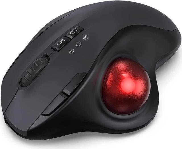 KKUOD 2.4G+Dual Bluetooth Wireless Trackball Mouse, 3-Device Connection  Ergonomic Mouse, Rechargeable Ergo Mouse with USB-C Port and 3 DPI,  Thumb-Operated Mouse for PC Computer Laptop Tablet 