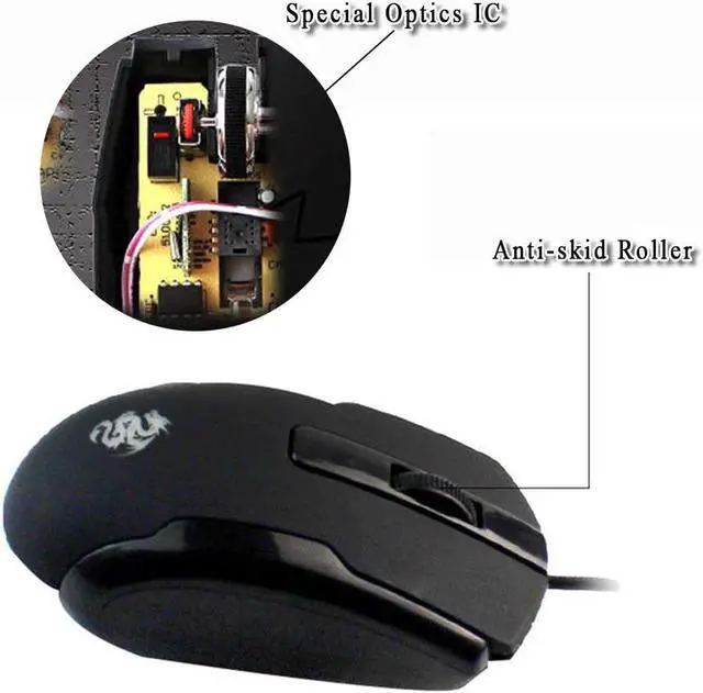 Alt view image 4 of 7 - WishLotus Left Handed Mouse Logo Laser Engraving and Matte Process 800 DPI Resolution 3D Button Plug and Play Mini USB Wired Mouse Suitable for Laptop