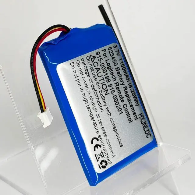 Alt view image 7 of 7 - DC 3.7v 503450(523450) 1150mAh Lithium Polymer Replacement Battery for Logitech Harmony Touch,Harmony Ultimate Remote Controls 533-000083 533-000084 915-000198 915-000201
