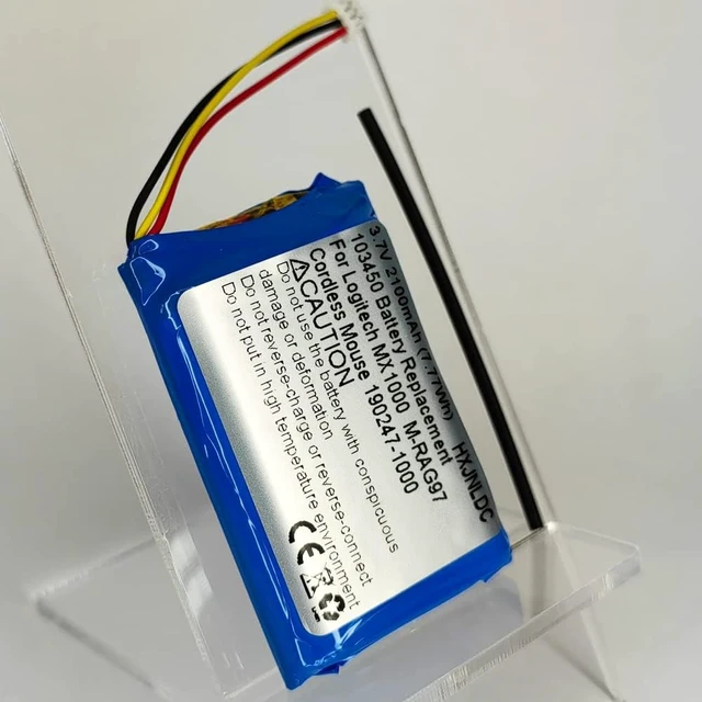 Alt view image 7 of 7 - DC 3.7v 103450 2100mAh Rechargeable Lithium Polymer Battery for Logitech MX1000 MX-1000 M-RAG97 Wireless Bluetooth Mouse 190247-1000, 190247-B000, L-LB2, NTA2253