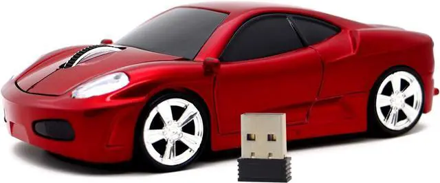 Main image of Ai5G Wireless Mouse Sports Car Mouse USB Computer Mice Optical 2.4GHz with Headlight 1600DPI for PC Laptop MAC (Red)