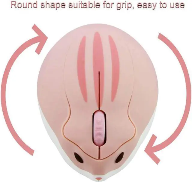 Alt view image 6 of 7 - Cute Hamster Mouse,Wireless Mouse 2.4 Ghz 1200 DPI Less Noise Cartoon Animal Shape Portable Optical Mice with USB Receiver for Notebook Windows Computer PC Laptop Gift Kids(Pink)