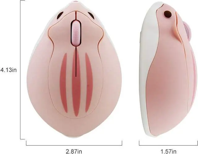 Alt view image 7 of 7 - Cute Hamster Mouse,Wireless Mouse 2.4 Ghz 1200 DPI Less Noise Cartoon Animal Shape Portable Optical Mice with USB Receiver for Notebook Windows Computer PC Laptop Gift Kids(Pink)