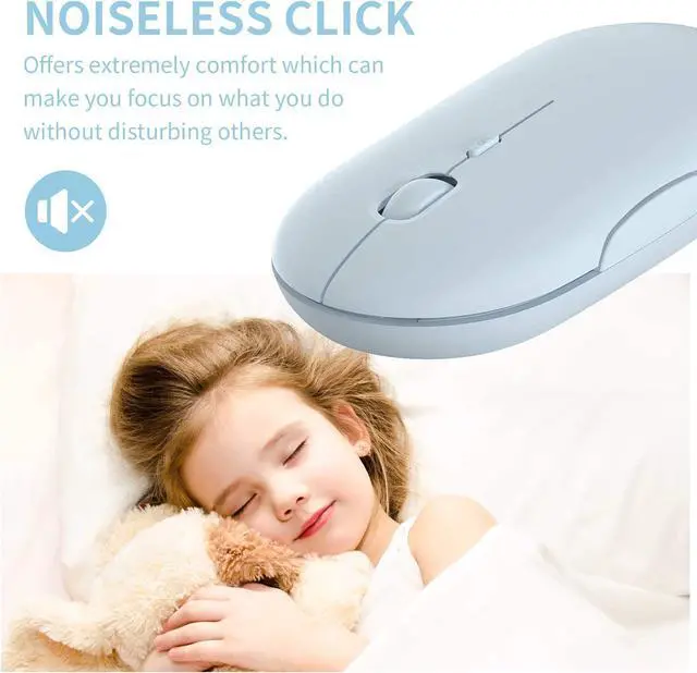Alt view image 3 of 7 - Wireless Mouse, 2.4G Noiseless Mouse with USB Receiver Portable Computer Mice for PC, Laptop and Windows/Mac/Linux (Blue)