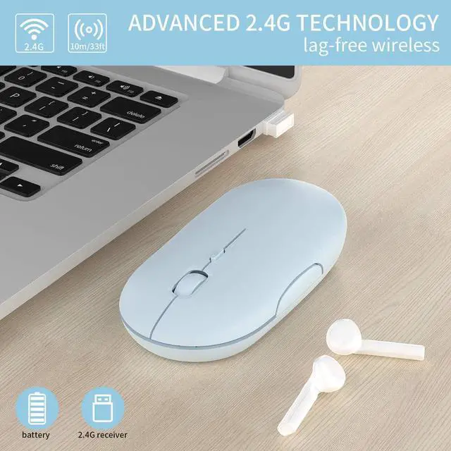 Alt view image 2 of 7 - Wireless Mouse, 2.4G Noiseless Mouse with USB Receiver Portable Computer Mice for PC, Laptop and Windows/Mac/Linux (Blue)