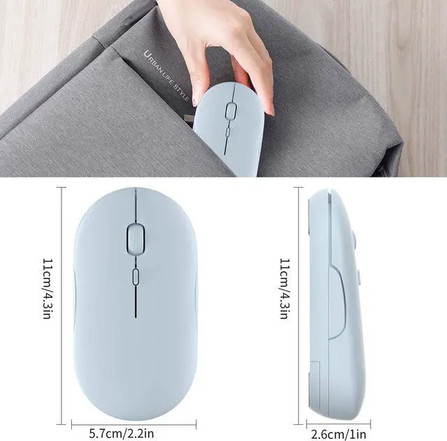 Alt view image 7 of 7 - Wireless Mouse, 2.4G Noiseless Mouse with USB Receiver Portable Computer Mice for PC, Laptop and Windows/Mac/Linux (Blue)