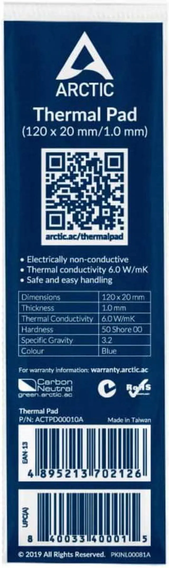 Alt view image 5 of 5 - ARCTIC Thermal Pad 120 x 20 x 1.0 mm (Pack of 1) - Thermal Compound for All Coolers, Efficient Thermal Conductivity Gap Filler, Non-Stick, Safe Handling, Easy to Apply - Blue