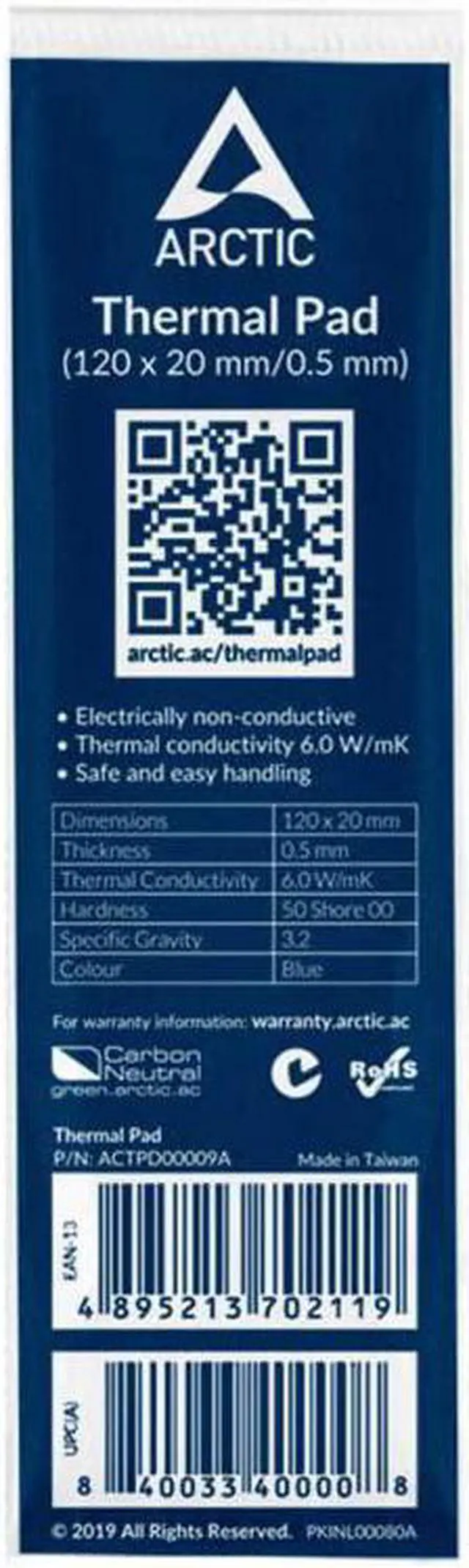 Alt view image 5 of 5 - ARCTIC Thermal Pad 120 x 20 x 0.5 mm (Pack of 1) - Thermal Compound for All Coolers, Efficient Thermal Conductivity Gap Filler, Non-Stick, Safe Handling, Easy to Apply - Blue