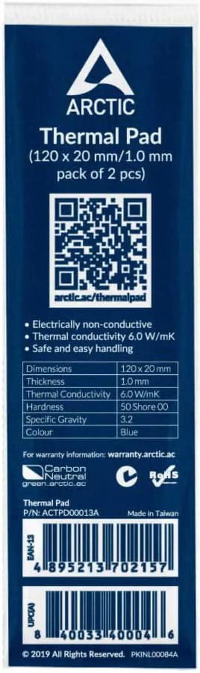 Alt view image 5 of 5 - ARCTIC Thermal Pad 120 x 20 x 1.0 mm (Pack of 2) - Thermal Compound for All Coolers, Efficient Thermal Conductivity Gap Filler, Non-Stick, Safe Handling, Easy to Apply - Blue