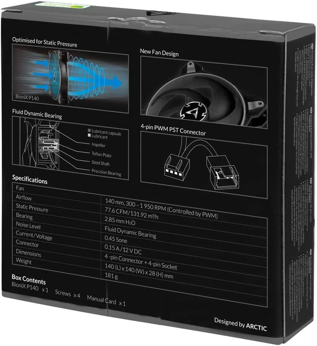 Alt view image 7 of 7 - ARCTIC BioniX P140 \u2013 140 mm Gaming Case Fan with PWM Sharing Technology (PST), Very Quiet Motor, Computer, 200-1950 RPM \u2013 Grey