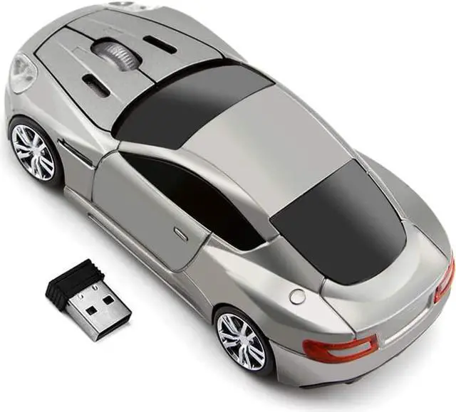 Alt view image 4 of 6 - ECOiNVA Wireless Sports Car Mouse Laptop Desktop Mouse Computer Optical Mice 2.4GHz USB Mouse (Gray)