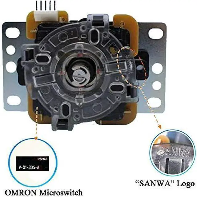 Alt view image 5 of 6 - JLF-TP-8YT Joystick +  8 pcs OBSF-30 Push Button Bundle Kit Color : White - for Arcade Game 4 & 8 Way Adjustable, Compatible with Catz Mad SF4 Tournament Joystick S@NWA