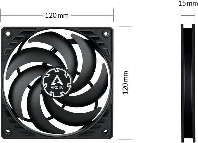 Alt view image 3 of 7 - ARCTIC P12 Slim PWM PST - 120 mm Case Fan with PWM Sharing Technology (PST), Pressure-optimised, Quiet Motor, Computer, Extra Slim, 300-2100 RPM - Black