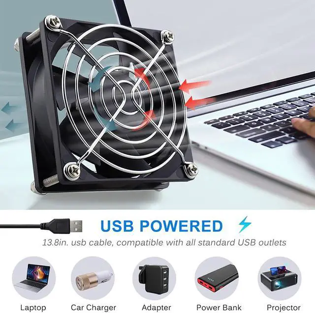 Alt view image 4 of 7 - GDSTIME 80mm USB Fan, 80mm x 25mm 8025 Brushless Computer Case Cooling Fan