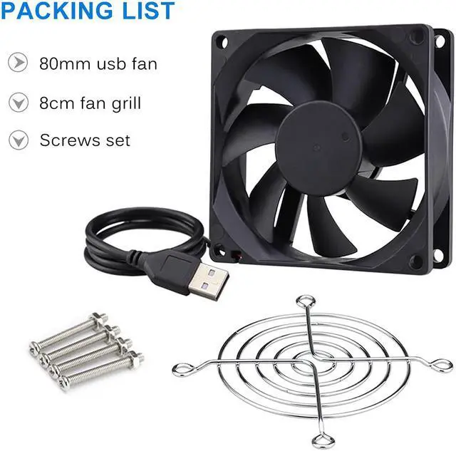 Alt view image 7 of 7 - GDSTIME 80mm USB Fan, 80mm x 25mm 8025 Brushless Computer Case Cooling Fan