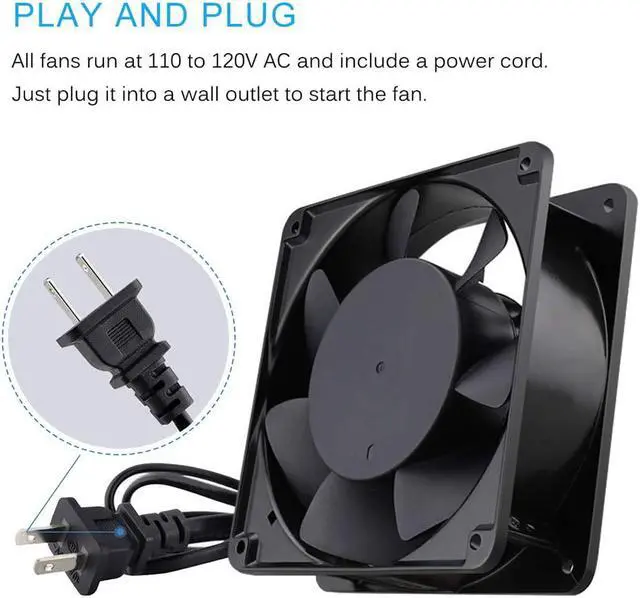 Alt view image 5 of 7 - GDSTIME AXIAL Fan 12038, 110V 120V AC 120mm Fan, Ventilation Exhaust Projects Cooling Fan