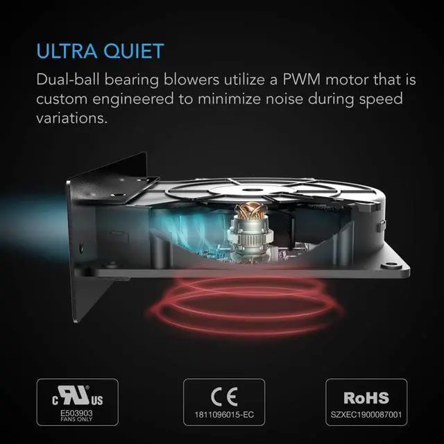 Alt view image 4 of 7 - AC Infinity AIRPLATE S2, Quiet Cooling Blower Fan System 6" with Speed Control, for Home Theater AV Cabinets