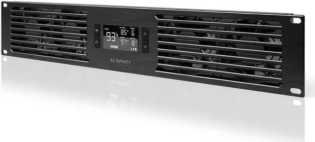 Main image of AC Infinity CLOUDPLATE T7, Rack Mount Fan Panel 2U, Exhaust Airflow, for cooling AV, Home Theater, Network 19” Racks