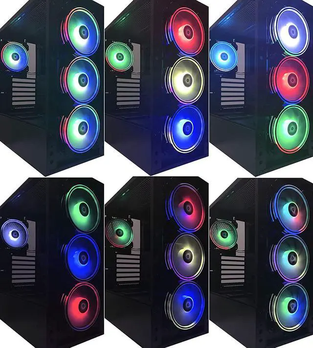 Alt view image 4 of 4 - Apevia ET42-RGB Electro 120mm Silent RGB Color Changing LED Fan with Remote Control, 28x LEDs & 8X Anti-Vibration Rubber Pads w/ 2 Magnetic LED Strips (4+2-pk)